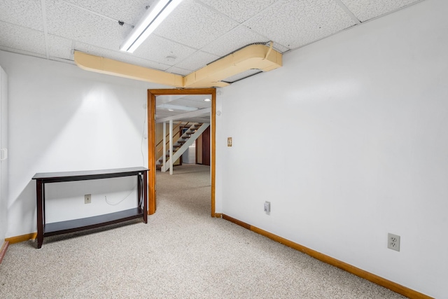 41 Colburn Dr, Poughkeepsie, NY 12603 - finished below grade area featuring a drop ceiling, carpet, and stairway