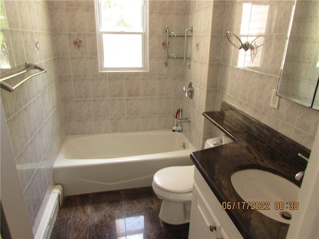2 Leffingwell Pl, New Rochelle, NY 10801 - full bathroom with vanity, shower / washtub combination, and tile walls