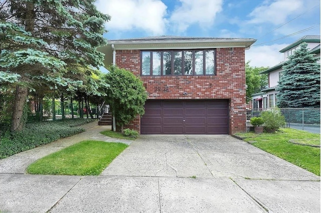 2936 216th St, Bayside, NY 11360 - view of front of home featuring concrete driveway, a garage, brick siding, and stairs