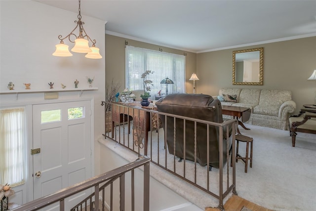 2 Valley View Cir, Warwick, NY 10990 - carpeted living room with ornamental molding