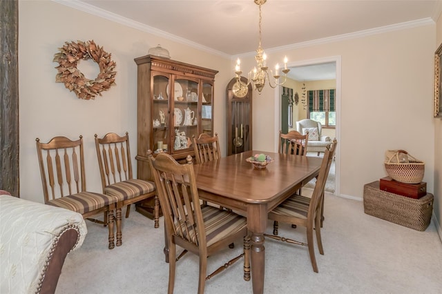 2 Valley View Cir, Warwick, NY 10990 - dining space with light colored carpet, a chandelier, and ornamental molding