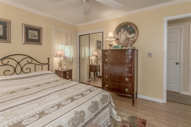 2 Valley View Cir, Warwick, NY 10990 - bedroom featuring a closet, wood finished floors, ornamental molding, and a ceiling fan