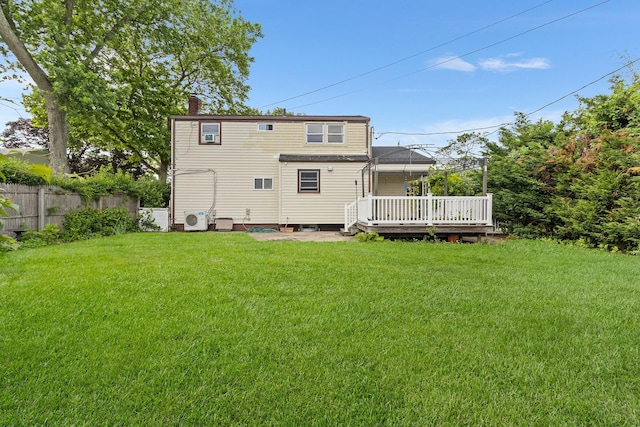 121 Thomas Ave, Bethpage, NY 11714 - back of property featuring a wooden deck and a chimney