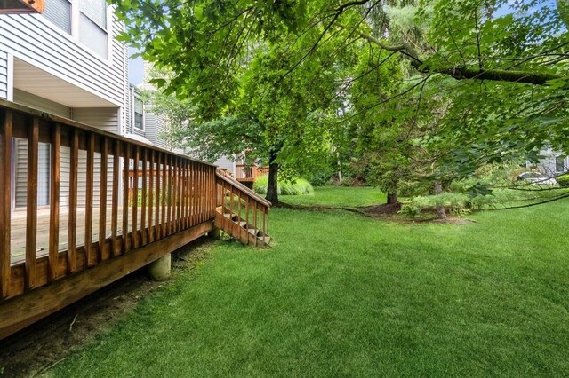 175 Horseshoe Cir, Ossining, NY 10562 - view of green lawn with a wooden deck