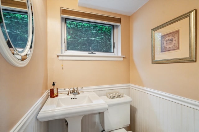 9 Elaine Pl, Plainview, NY 11803 - half bathroom with a wainscoted wall and toilet