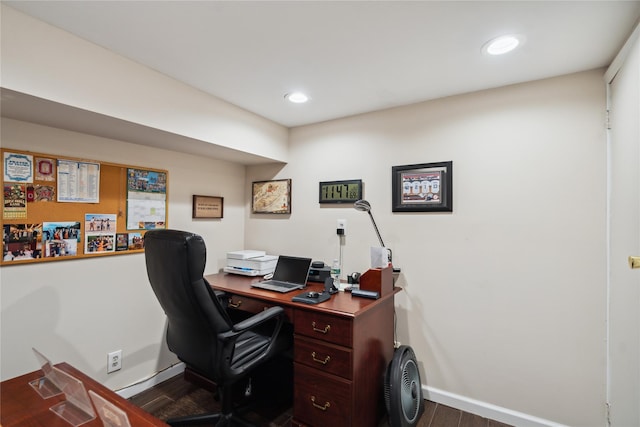 9 Elaine Pl, Plainview, NY 11803 - office area featuring dark wood-type flooring and recessed lighting