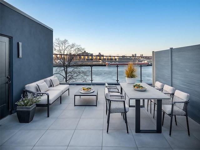 21-31 Shore Blvd Unit 3D, Astoria, NY 11105 - patio terrace at dusk with an outdoor hangout area
