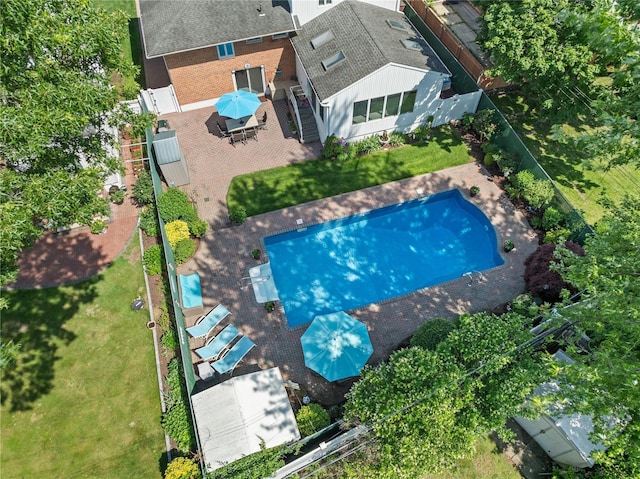 128 Seaman Rd, Jericho, NY 11753 - view from above of property with a pool area