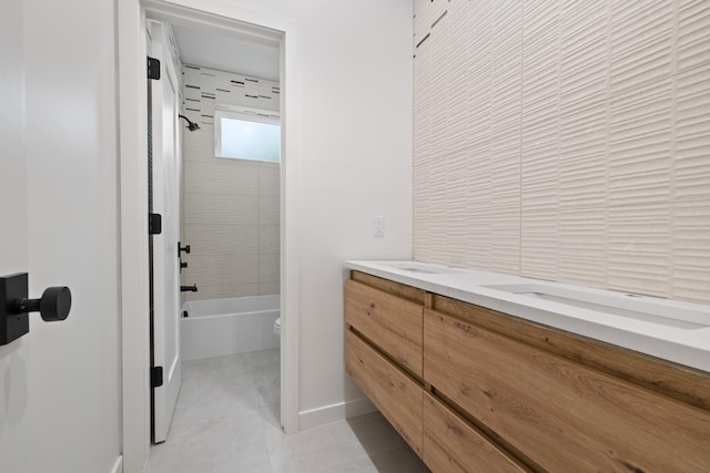 15 Gilda Ct, Spring Valley, NY 10977 - bathroom featuring shower / bathtub combination, tile patterned floors, and double vanity