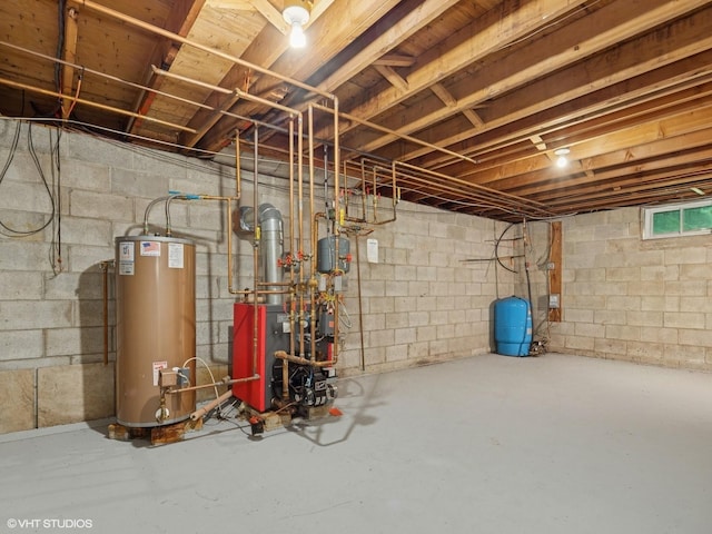 10 Silvermine Dr, South Salem, NY 10590 - unfinished basement featuring water heater, a water pressure tank, and a heating unit