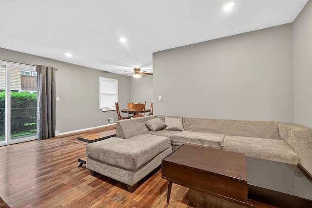 160 New Holland Vlg, Nanuet, NY 10954 - living area with wood finished floors, a ceiling fan, and recessed lighting