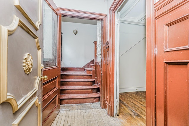 335 E 18th St, Brooklyn, NY 11226 - stairs featuring hardwood / wood-style floors