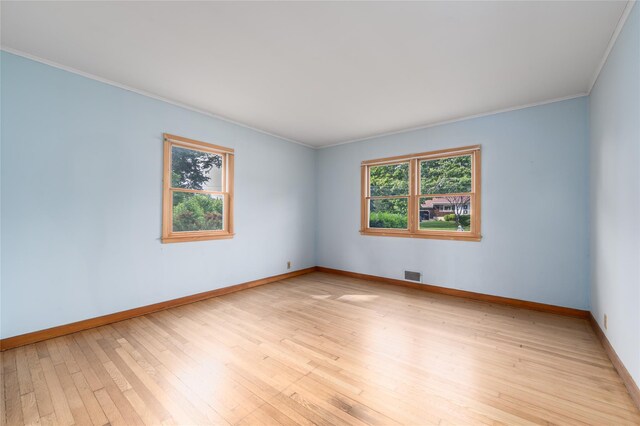3000 Pequash Ave, Cutchogue, NY 11935 - unfurnished room featuring plenty of natural light, ornamental molding, and light wood-style flooring