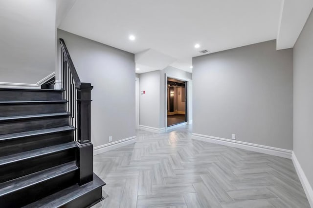 589 Old Bridge Rd, Northport, NY 11768 - stairs with baseboards and recessed lighting