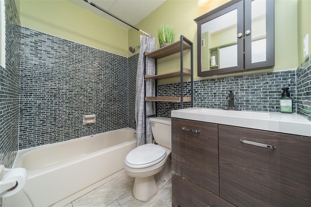 92-29 Queens Blvd Unit 14B, Rego Park, NY 11374 - full bathroom with shower / tub combo, vanity, tile patterned floors, and tile walls