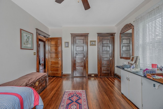 33 S Bay Ave, Amityville, NY 11701 - bedroom featuring dark wood finished floors and a ceiling fan