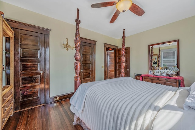 33 S Bay Ave, Amityville, NY 11701 - bedroom featuring dark wood-style flooring and ceiling fan