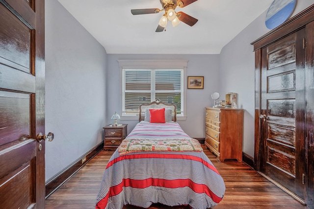 33 S Bay Ave, Amityville, NY 11701 - bedroom featuring dark wood-style floors and ceiling fan