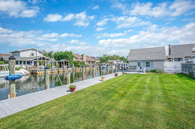 33 S Bay Ave, Amityville, NY 11701 - dock area with a water view, a gate, and a residential view