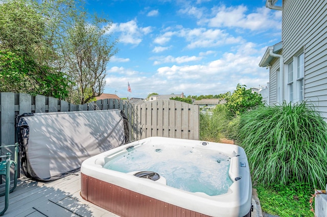 33 S Bay Ave, Amityville, NY 11701 - wooden terrace with an outdoor hot tub
