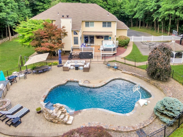 29 Brian Ct, Carmel, NY 10512 - view of swimming pool with a fenced backyard, a patio area, and an outdoor living space