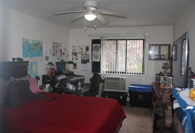 7 Secora Rd Unit H-16, Monsey, NY 10952 - bedroom featuring carpet, a wall unit AC, and a ceiling fan