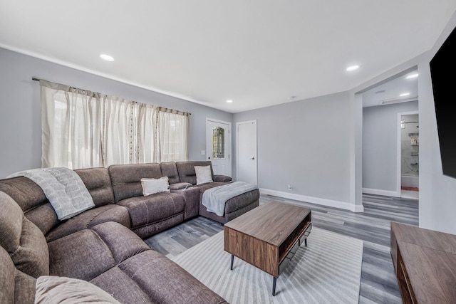 73 S Evergreen Dr, Selden, NY 11784 - living area with wood finished floors and recessed lighting
