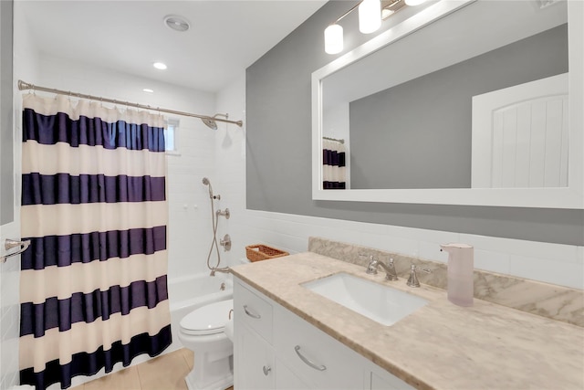 75 Lynncliff Rd, Hampton Bays, NY 11946 - full bath featuring vanity, shower / bathtub combination with curtain, and recessed lighting