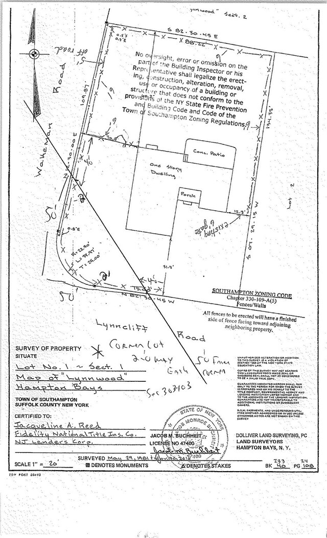 75 Lynncliff Rd, Hampton Bays, NY 11946 - survey map / technical document
