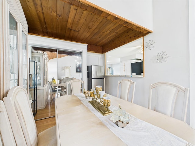 237 Donald Blvd, Holbrook, NY 11741 - dining space with wooden ceiling and light wood-style floors