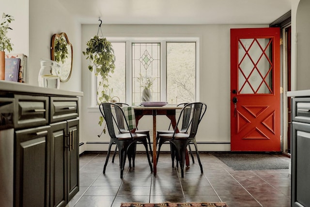 169 Mountain Rd, Cornwall On Hudson, NY 12520 - dining space with dark tile patterned floors