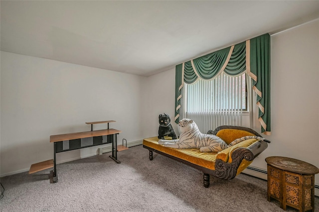 103 Lakeway Dr, West Babylon, NY 11704 - sitting room featuring carpet and a baseboard heating unit