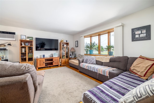 179 Alice Ave, Oceanside, NY 11572 - living room featuring a wall mounted air conditioner and wood finished floors