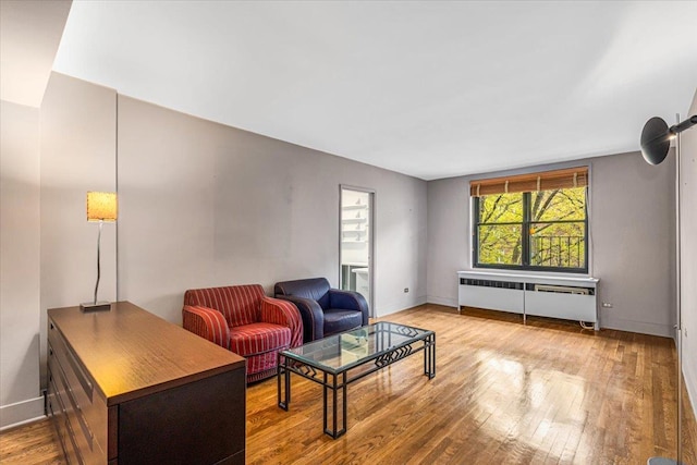 139-15 83rd Ave Unit 520, Briarwood, NY 11435 - living room featuring radiator heating unit and wood finished floors
