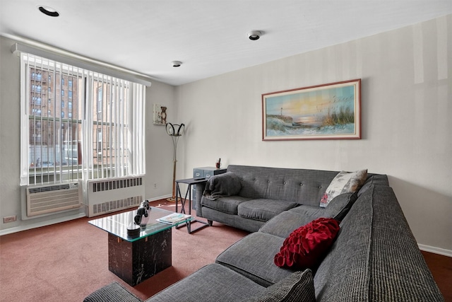 355 Bronx River Rd Unit 4B, Yonkers, NY 10704 - carpeted living area featuring radiator heating unit and baseboards
