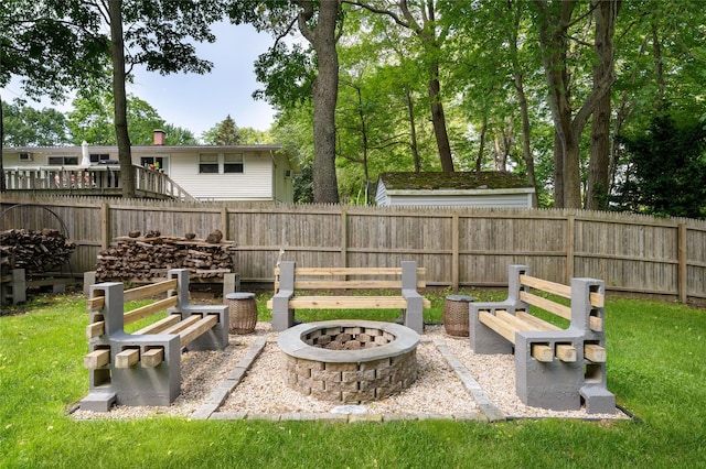 22 Woodchuck Ln, East Setauket, NY 11733 - fenced backyard with a fire pit