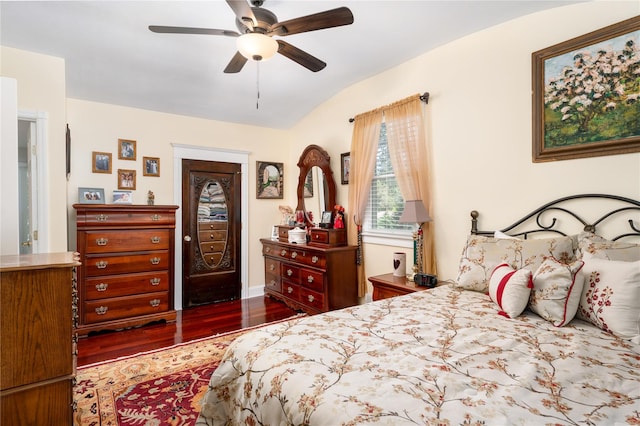 22 Woodchuck Ln, East Setauket, NY 11733 - bedroom with wood finished floors, vaulted ceiling, and ceiling fan