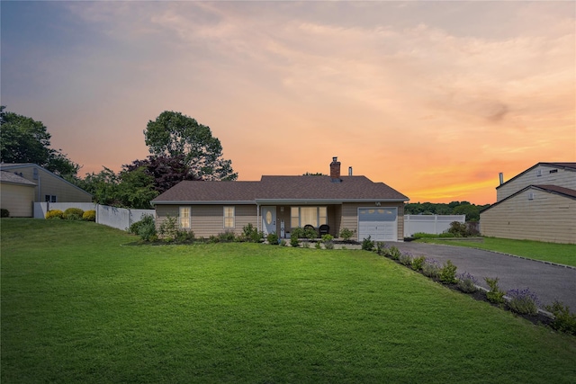 16 Melvin Ave, Farmingville, NY 11738 - ranch-style house featuring driveway, an attached garage, and a chimney