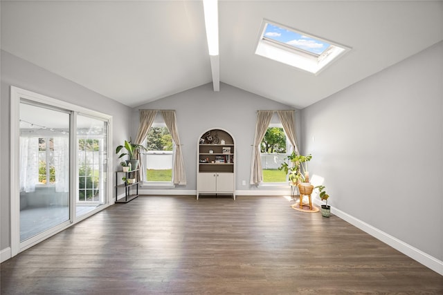 16 Melvin Ave, Farmingville, NY 11738 - unfurnished living room featuring a skylight and dark wood finished floors