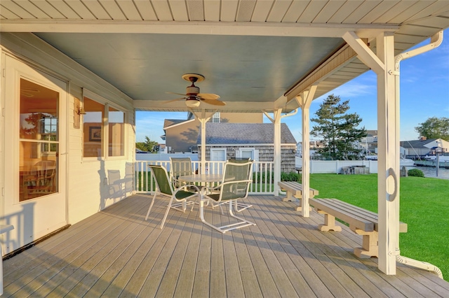 138 Sequams Ln E, West Islip, NY 11795 - deck featuring ceiling fan and outdoor dining area