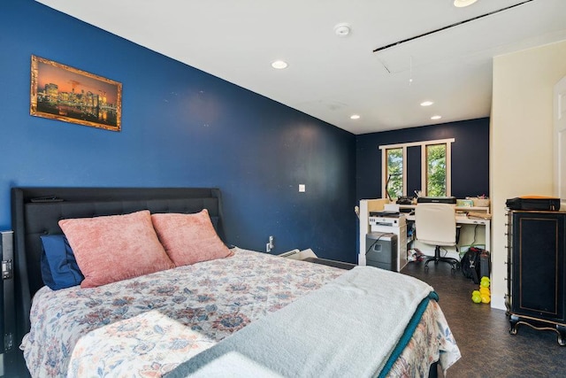 17 Sterling Dr, Lake Grove, NY 11755 - bedroom featuring attic access, recessed lighting, and an office area