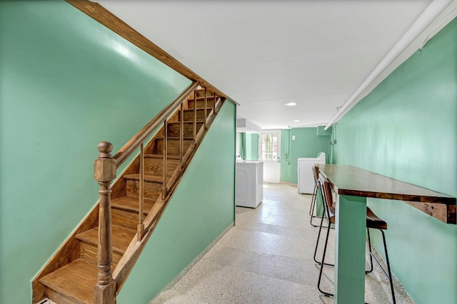 2524 Mickle Ave, Bronx, NY 10469 - stairway with washing machine and clothes dryer and recessed lighting