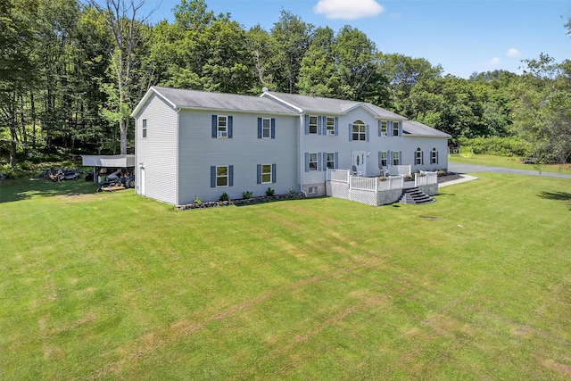 97 Pittaluga Dr, Monticello, NY 12701 - rear view of property featuring a yard and a deck