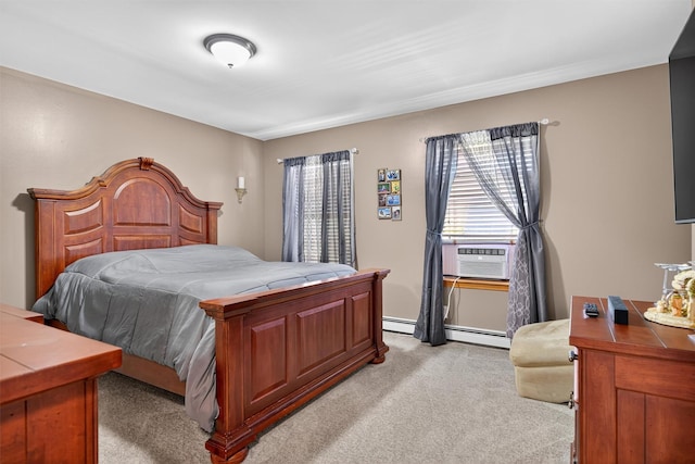 97 Pittaluga Dr, Monticello, NY 12701 - bedroom with light colored carpet, multiple windows, cooling unit, and a baseboard heating unit