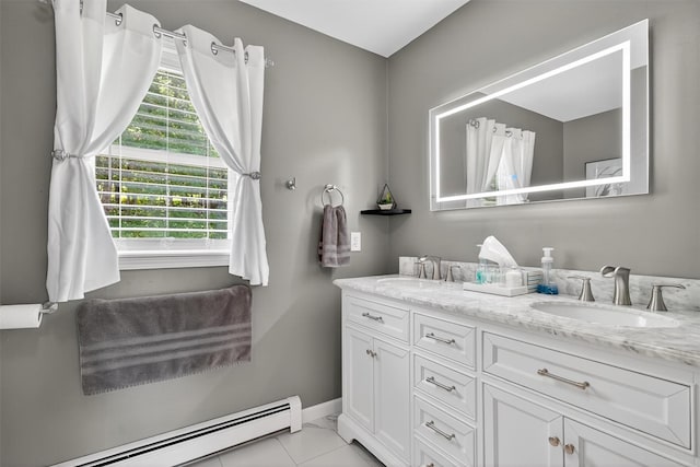 97 Pittaluga Dr, Monticello, NY 12701 - full bath with a baseboard radiator, plenty of natural light, and double vanity