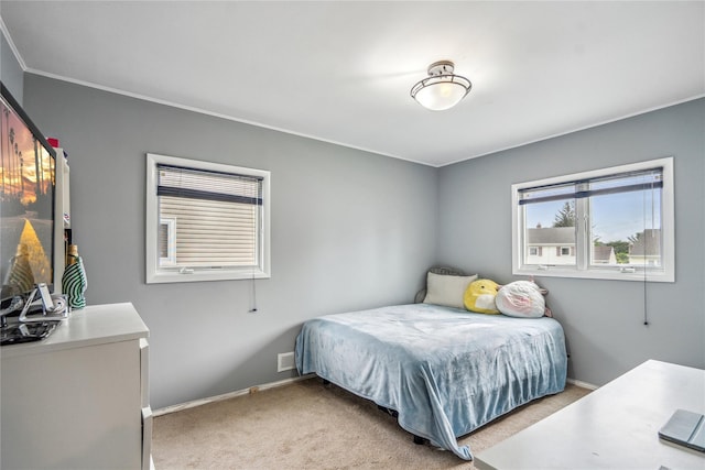 58 Circle Dr, Syosset, NY 11791 - bedroom featuring light colored carpet and crown molding
