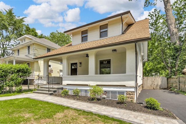 250 Cedar Hill Ave, Nyack, NY 10960 - view of front facade featuring a porch, roof with shingles, and stucco siding