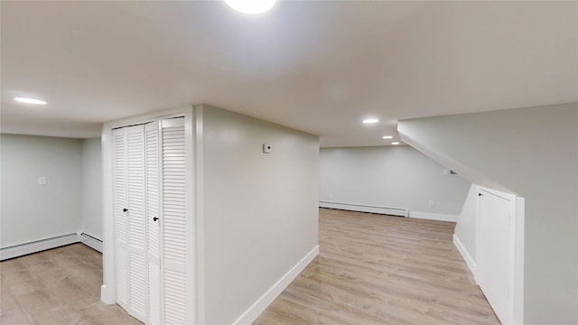 250 Cedar Hill Ave, Nyack, NY 10960 - additional living space with baseboard heating, light wood finished floors, and recessed lighting
