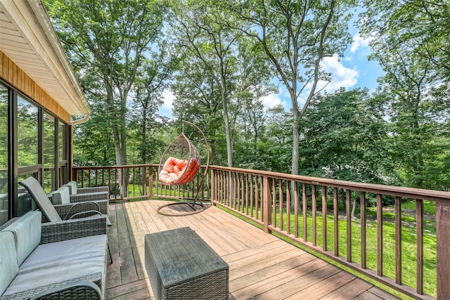 17 Onderdonk Rd, Suffern, NY 10901 - wooden deck with view of wooded area