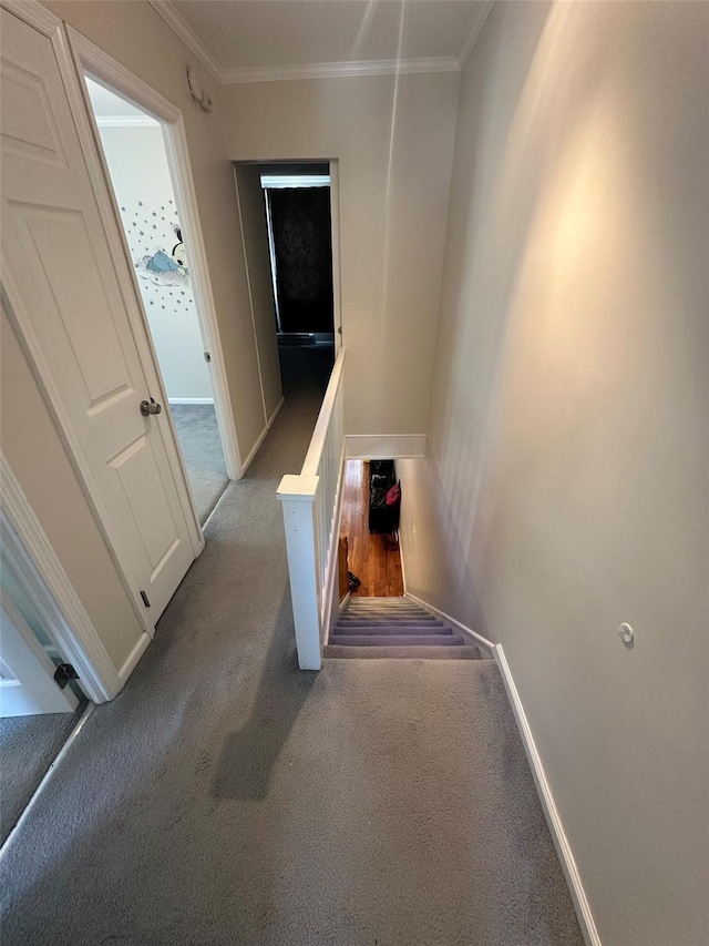 33-13 202nd St, Bayside, NY 11361 - stairs featuring carpet floors and crown molding